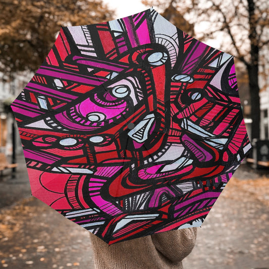Red Face Folding Umbrella - mudfm