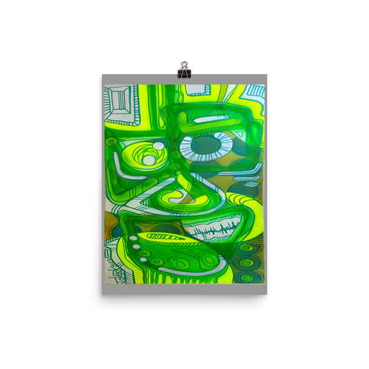 Green Face Print/Poster - mudfm
