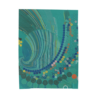 Teal Circles - Velveteen Plush Blanket - mudfm