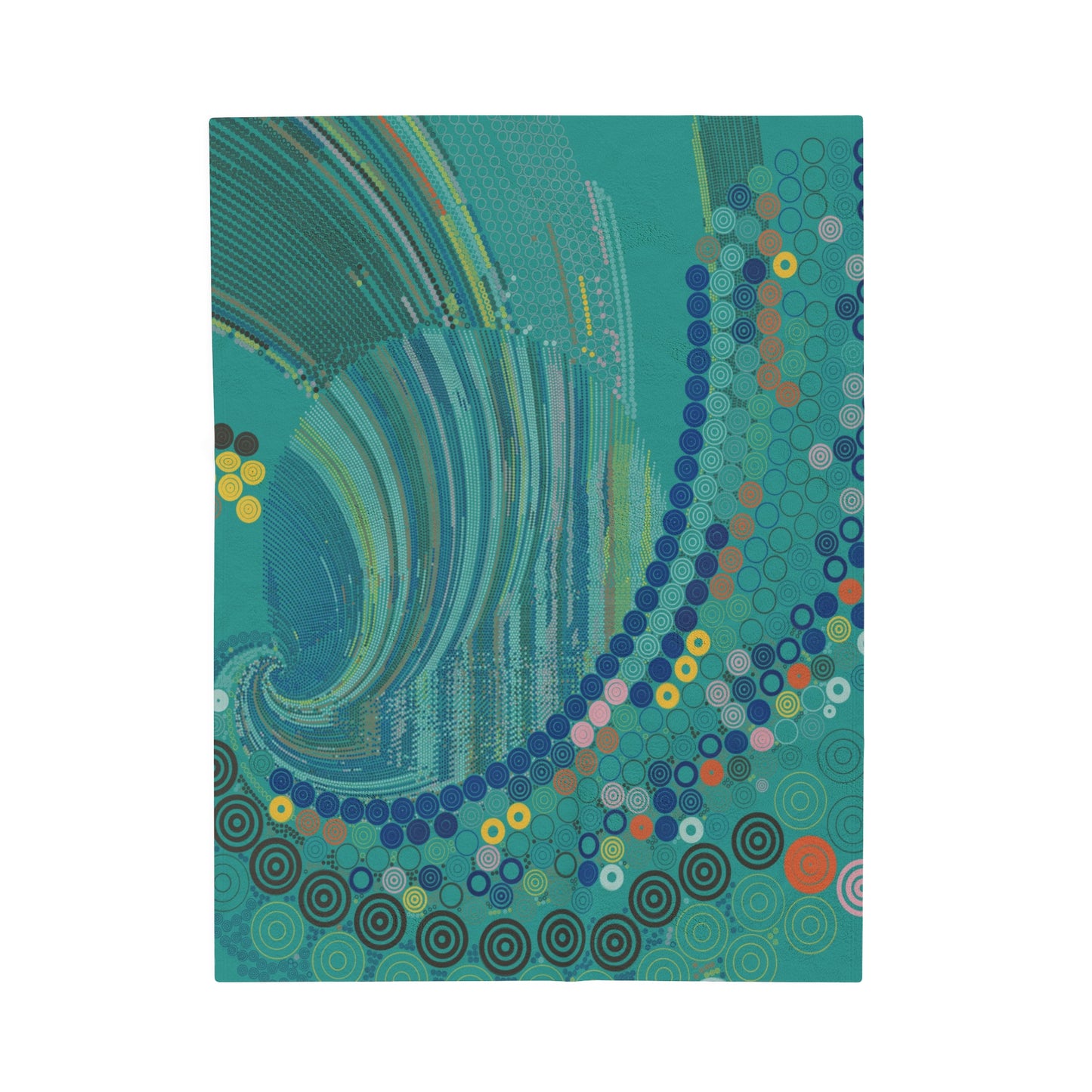 Teal Circles - Velveteen Plush Blanket - mudfm