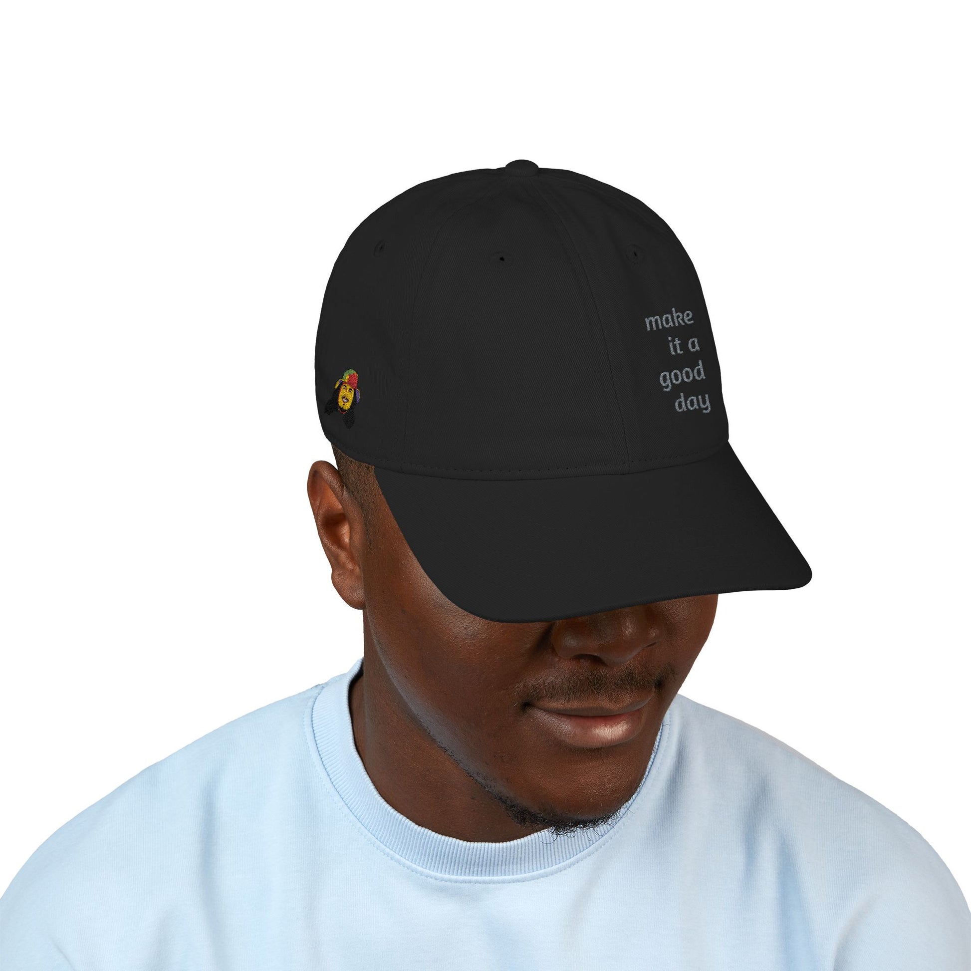Organic Baseball Cap - 'Make It A Good Day' Embroidered
