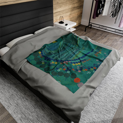 Teal Circles - Velveteen Plush Blanket - mudfm