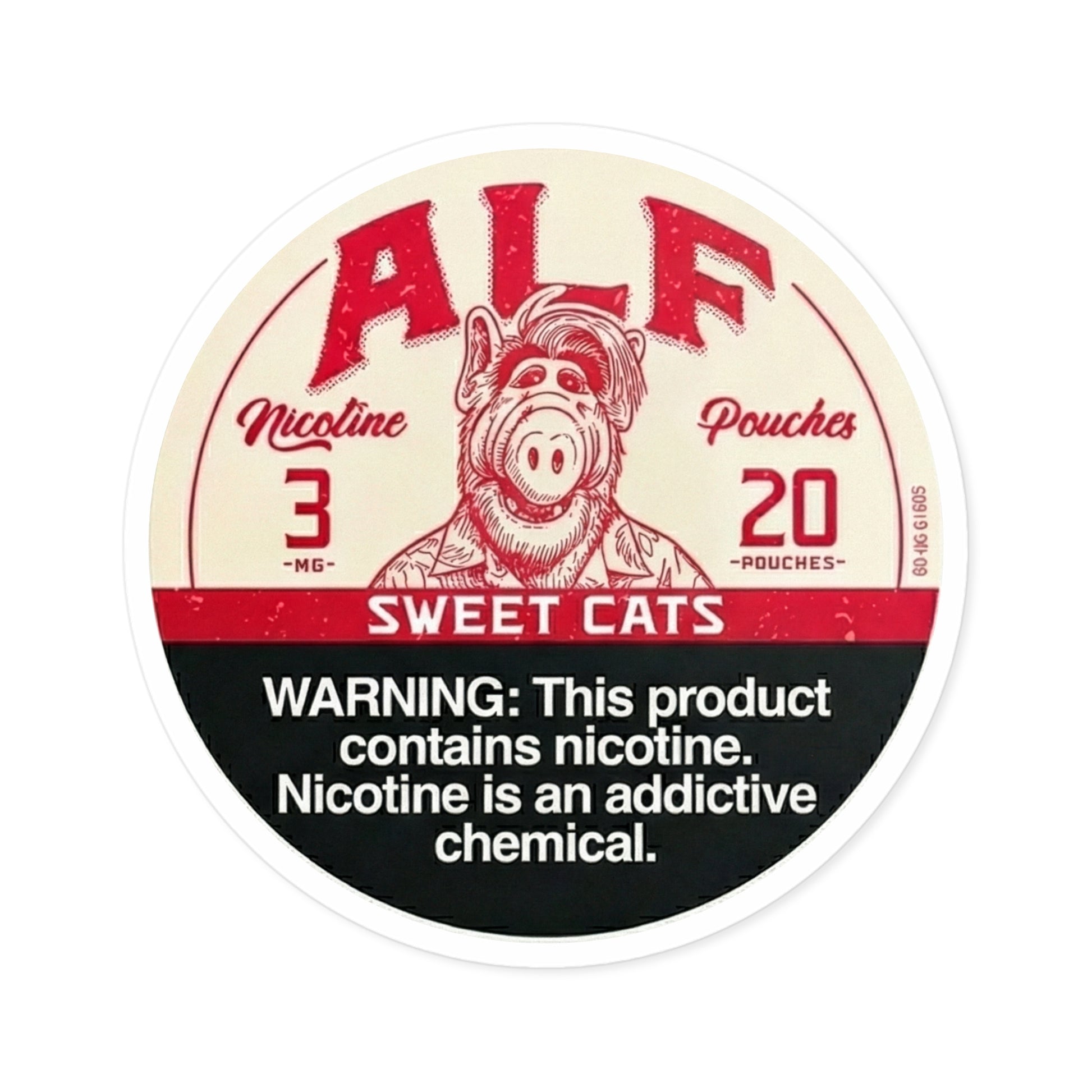 ALF Nicotine Pouches - Round Stickers, Indoor\Outdoor