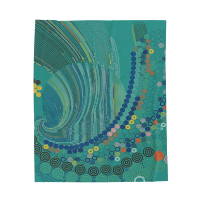 Teal Circles - Velveteen Plush Blanket - mudfm