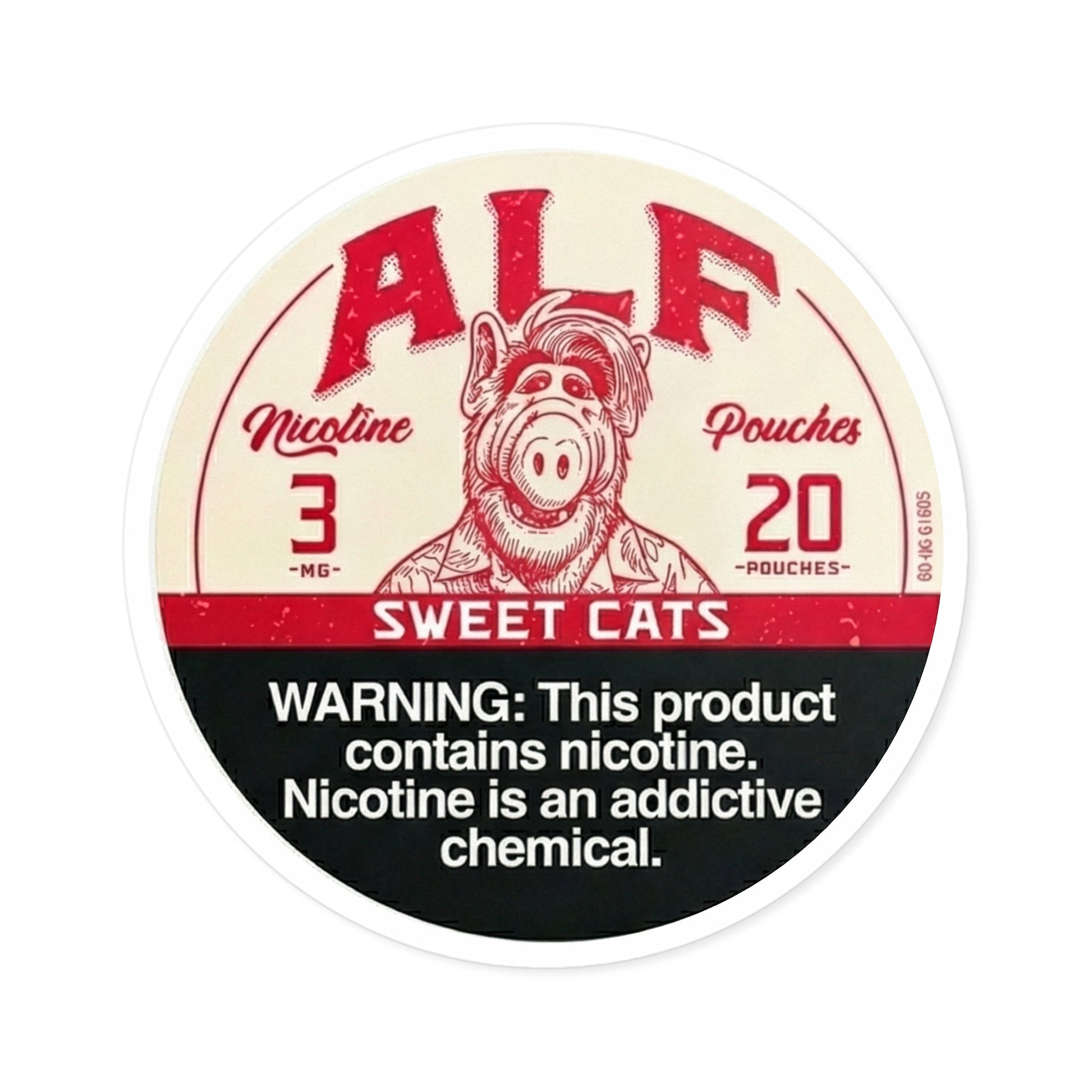 ALF Nicotine Pouches - Round Stickers, Indoor\Outdoor