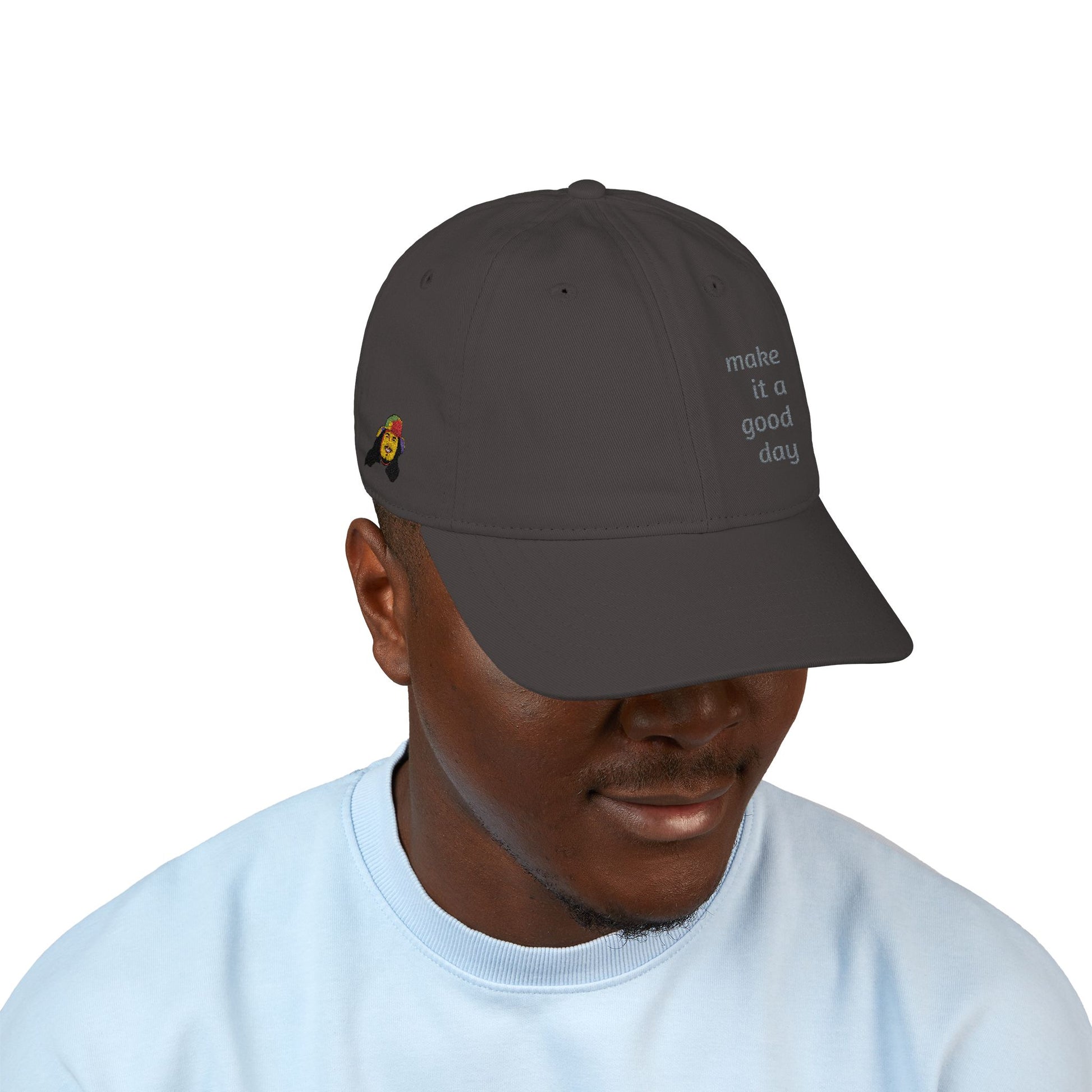 Organic Baseball Cap - 'Make It A Good Day' Embroidered