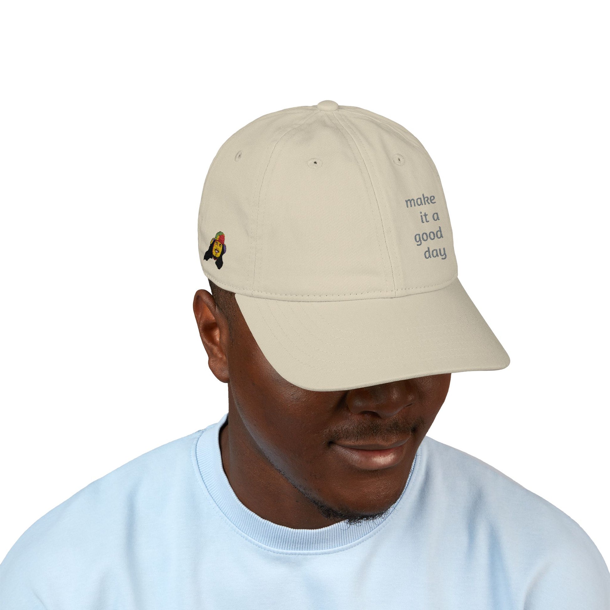 Organic Baseball Cap - 'Make It A Good Day' Embroidered