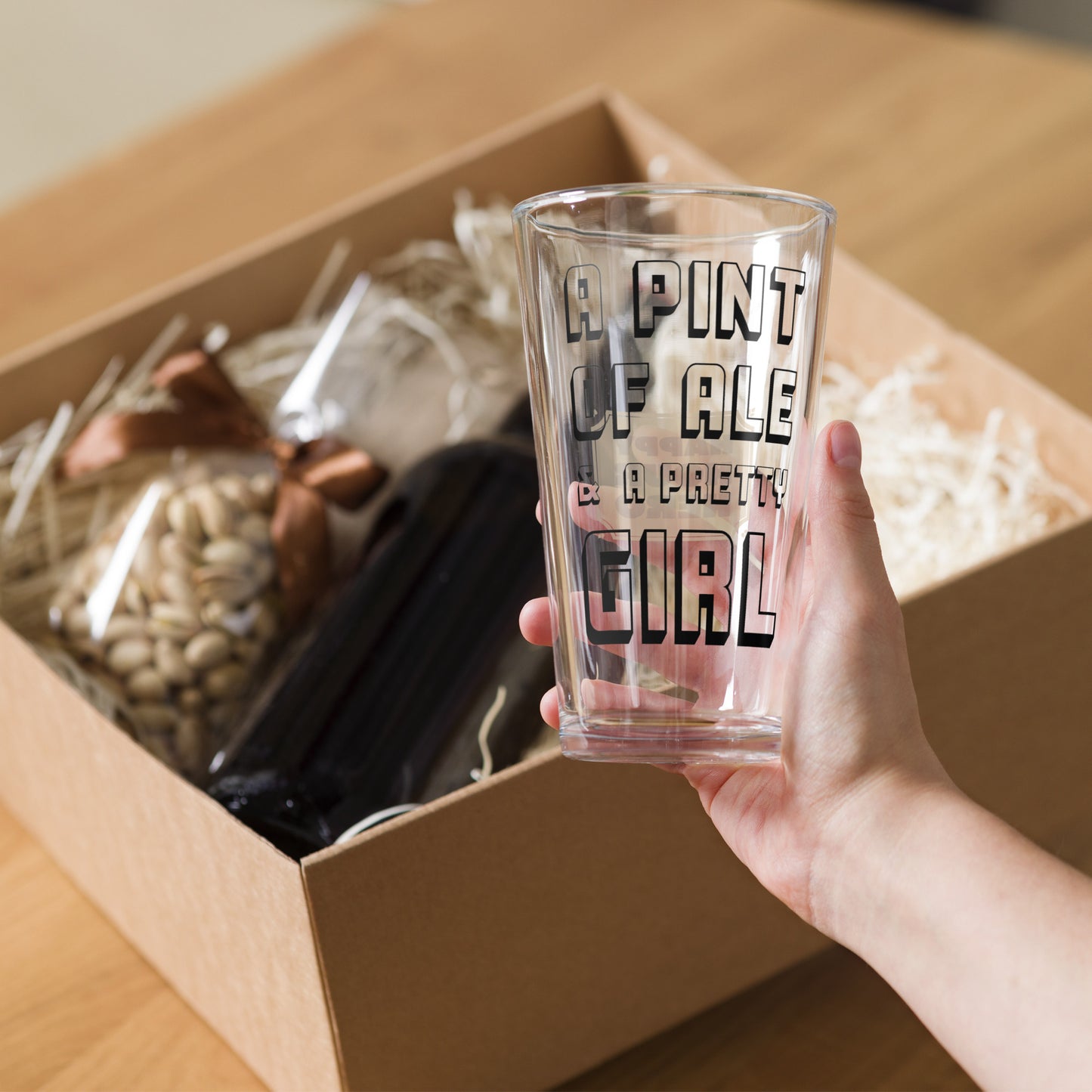 Happy Hour Hero - Pint of Ale and a Pretty Girl - Pint Glass