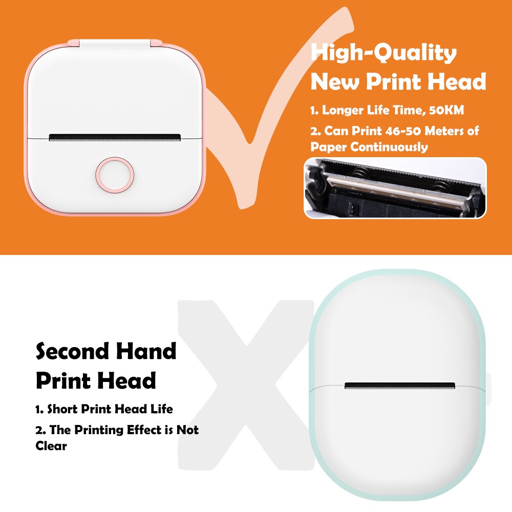 Bluetooth-Compatible Pocket Printer Thermal Printer - mudfm