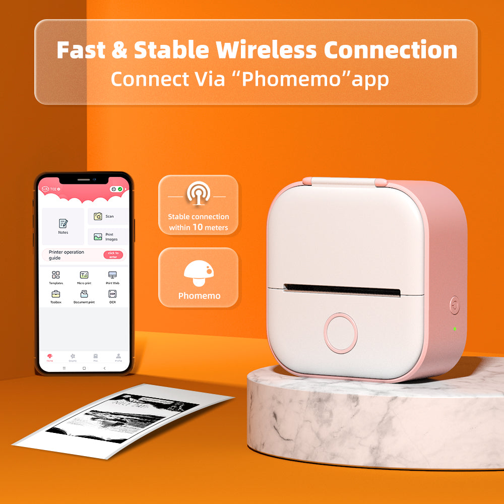 Bluetooth-Compatible Pocket Printer Thermal Printer - mudfm