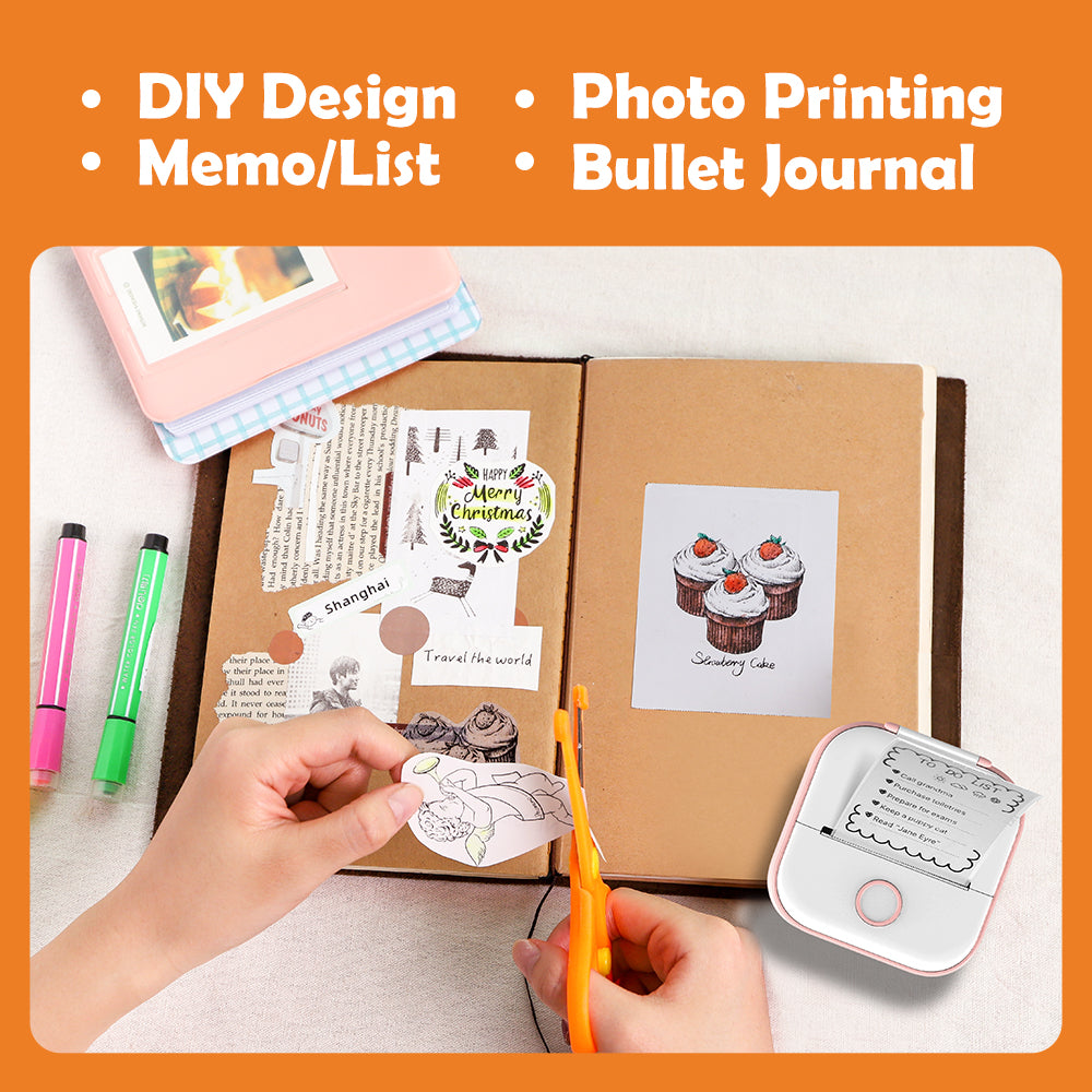 Bluetooth-Compatible Pocket Printer Thermal Printer - mudfm