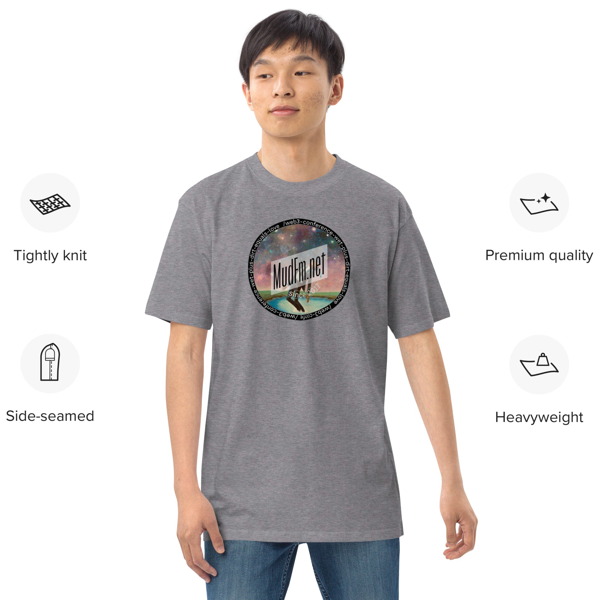 mudfm.net/expo logo 2 - Men’s premium heavyweight tee - mudfm