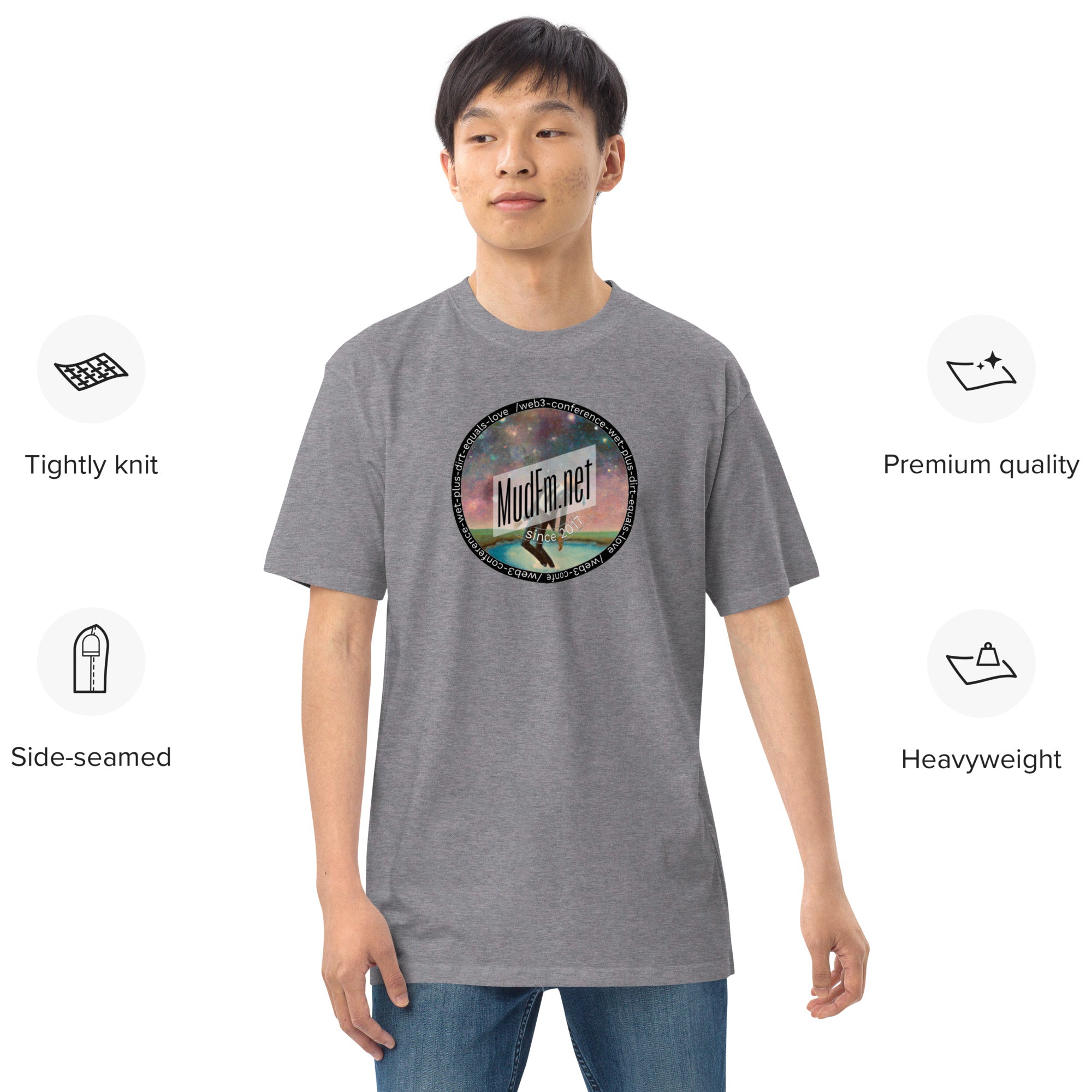 mudfm.net/expo logo 2 - Men’s premium heavyweight tee - mudfm