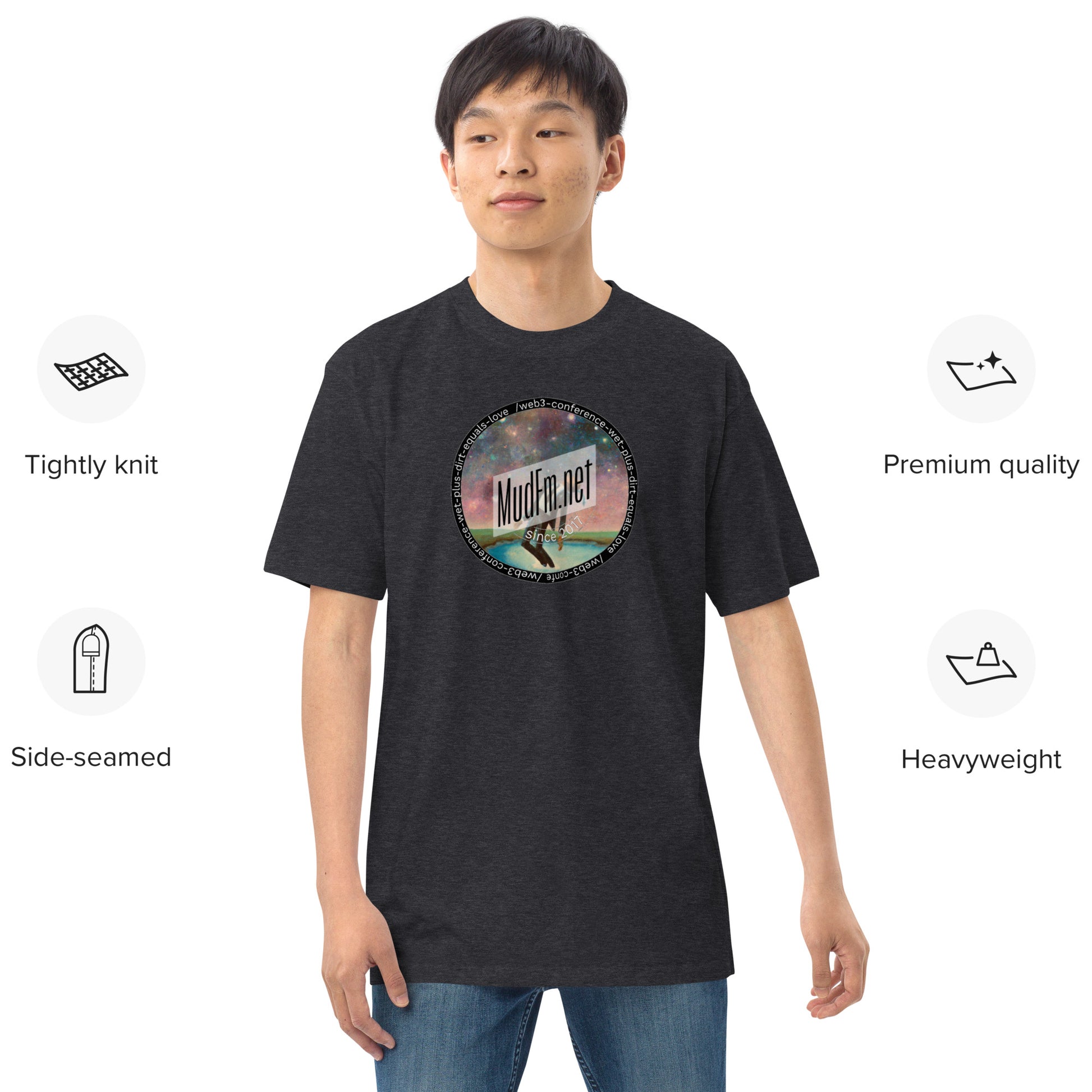 mudfm.net/expo logo 2 - Men’s premium heavyweight tee - mudfm